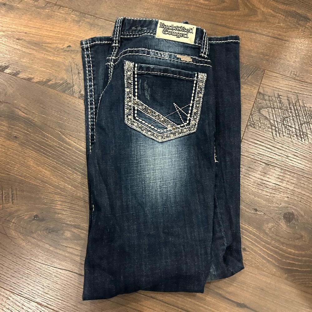 Rock & Roll Cowgirl Dark Blue Mid Rise Jeans